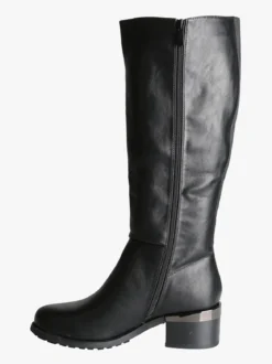 Gian Marco Venturi Stivali donna minimal in ecopelle con tacco largo - nero