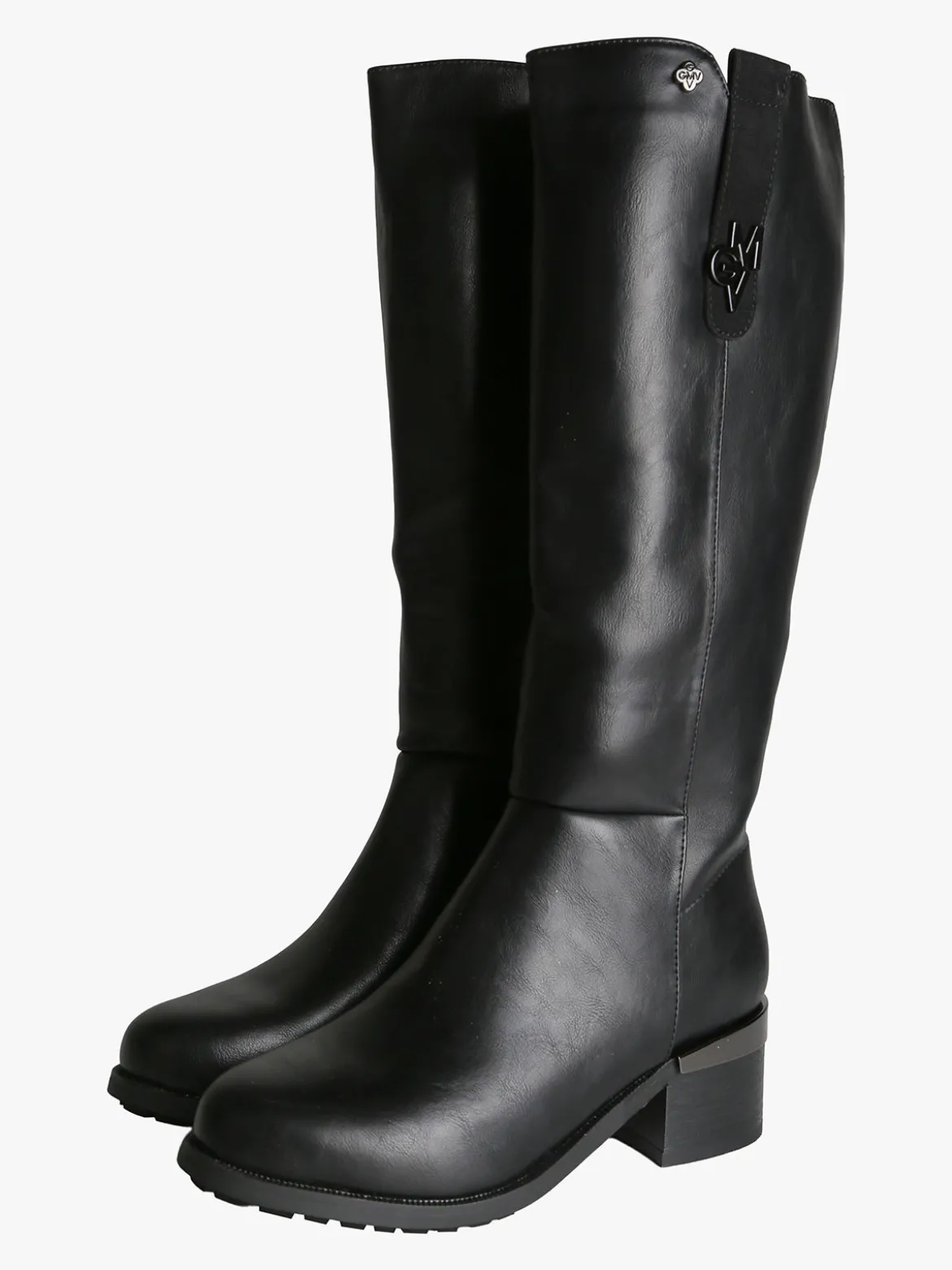 Gian Marco Venturi Stivali donna minimal in ecopelle con tacco largo - nero