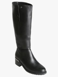Gian Marco Venturi Stivali donna minimal in ecopelle con tacco largo - nero