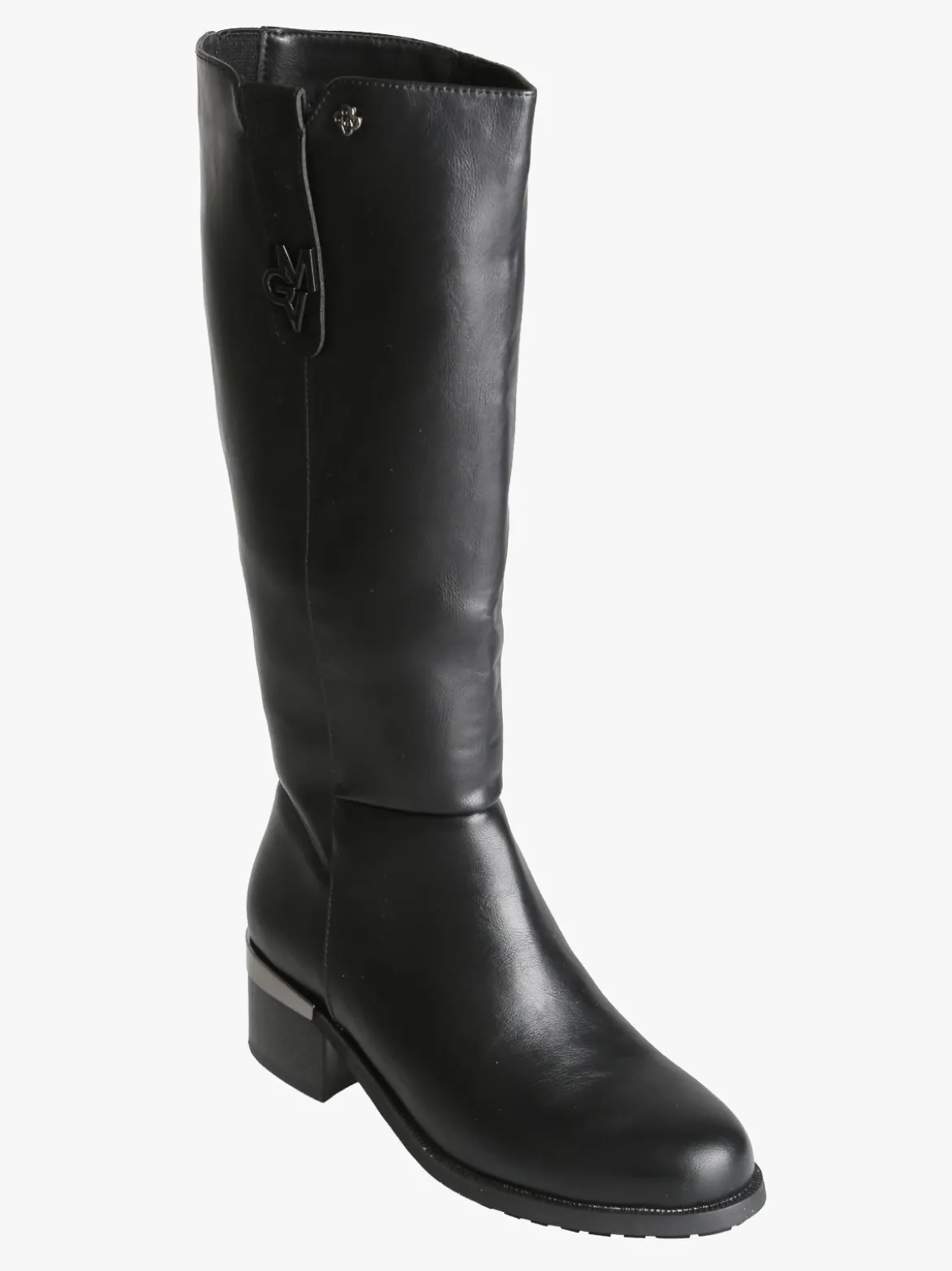 Gian Marco Venturi Stivali donna minimal in ecopelle con tacco largo - nero