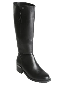 Gian Marco Venturi Stivali donna minimal in ecopelle con tacco largo - nero