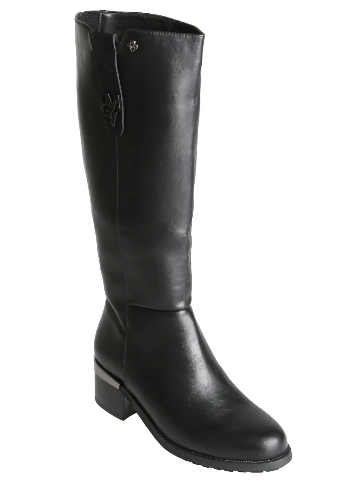 Gian Marco Venturi Stivali donna minimal in ecopelle con tacco largo - nero