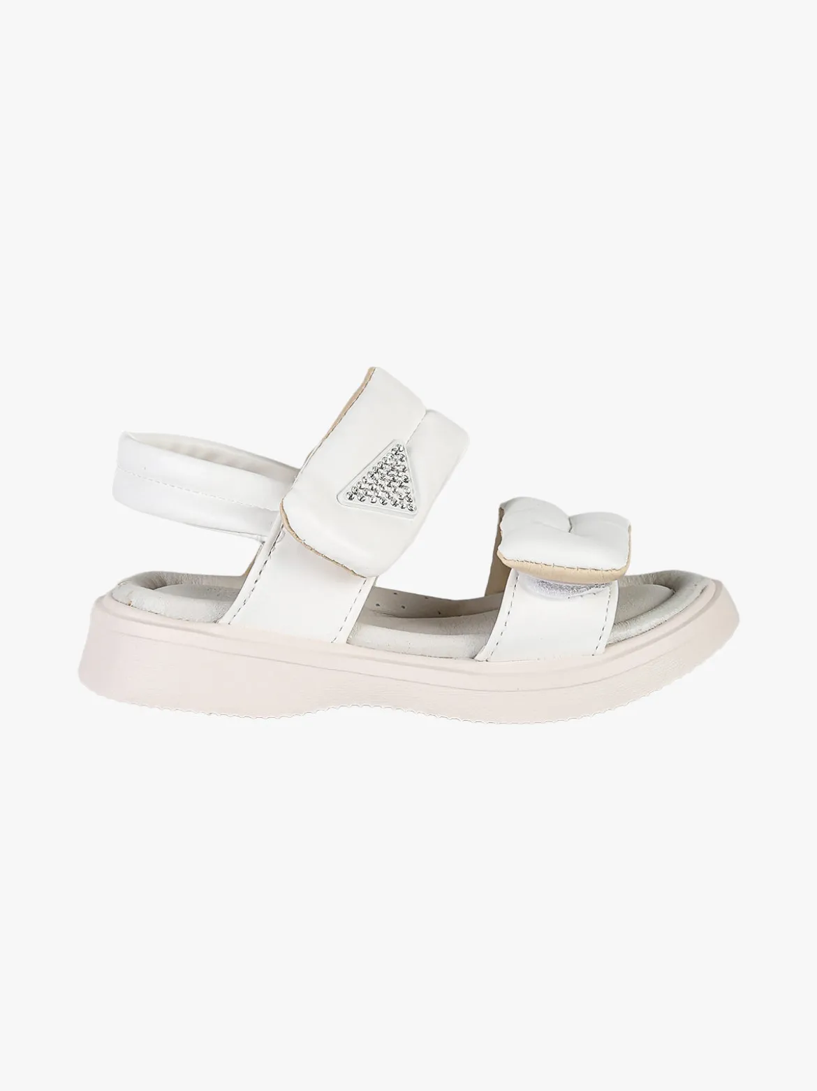 Giardino D'Oro Sandali da bambina con strappi e dettaglio strass - bianco