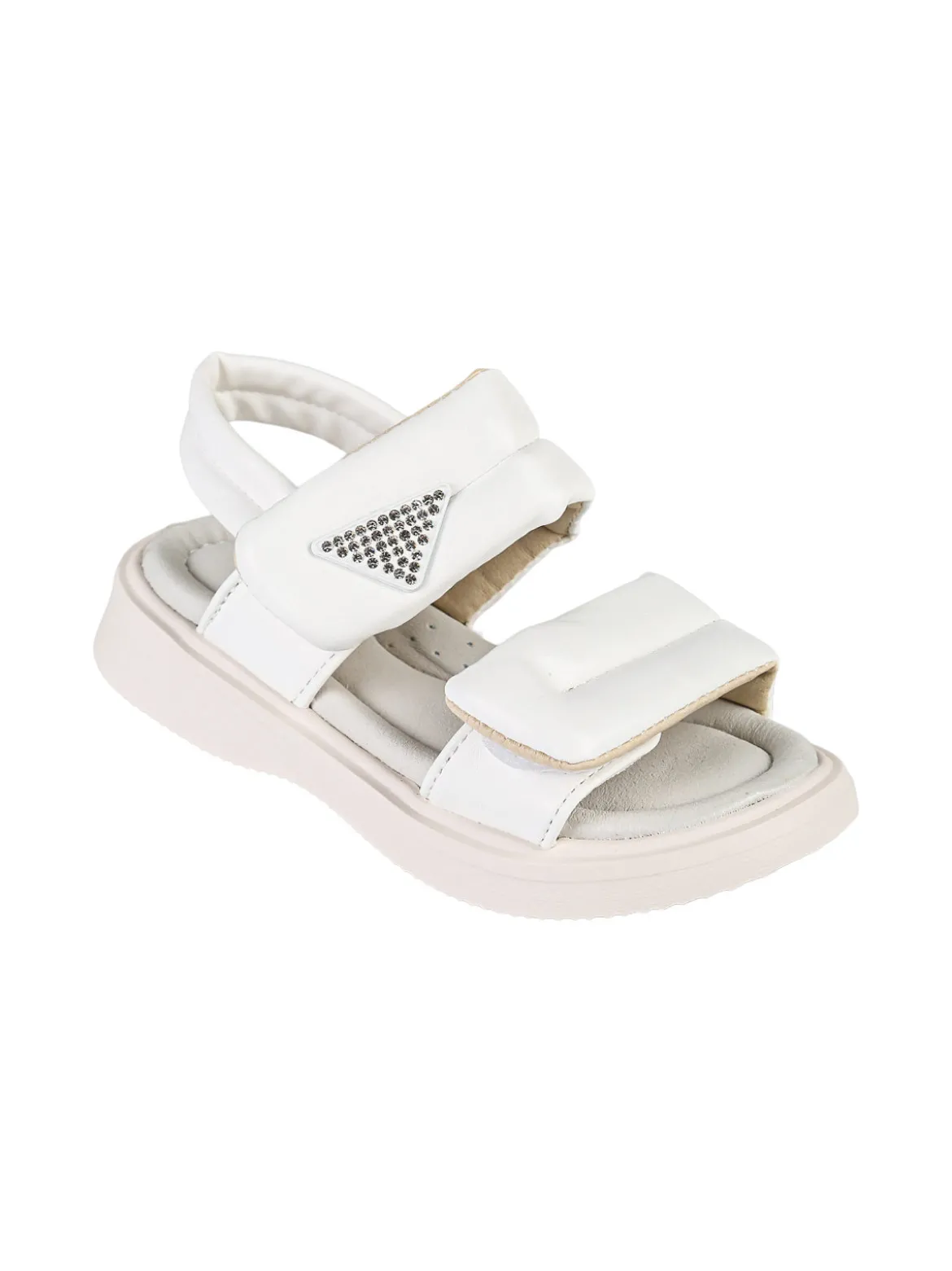 Giardino D'Oro Sandali da bambina con strappi e dettaglio strass - bianco