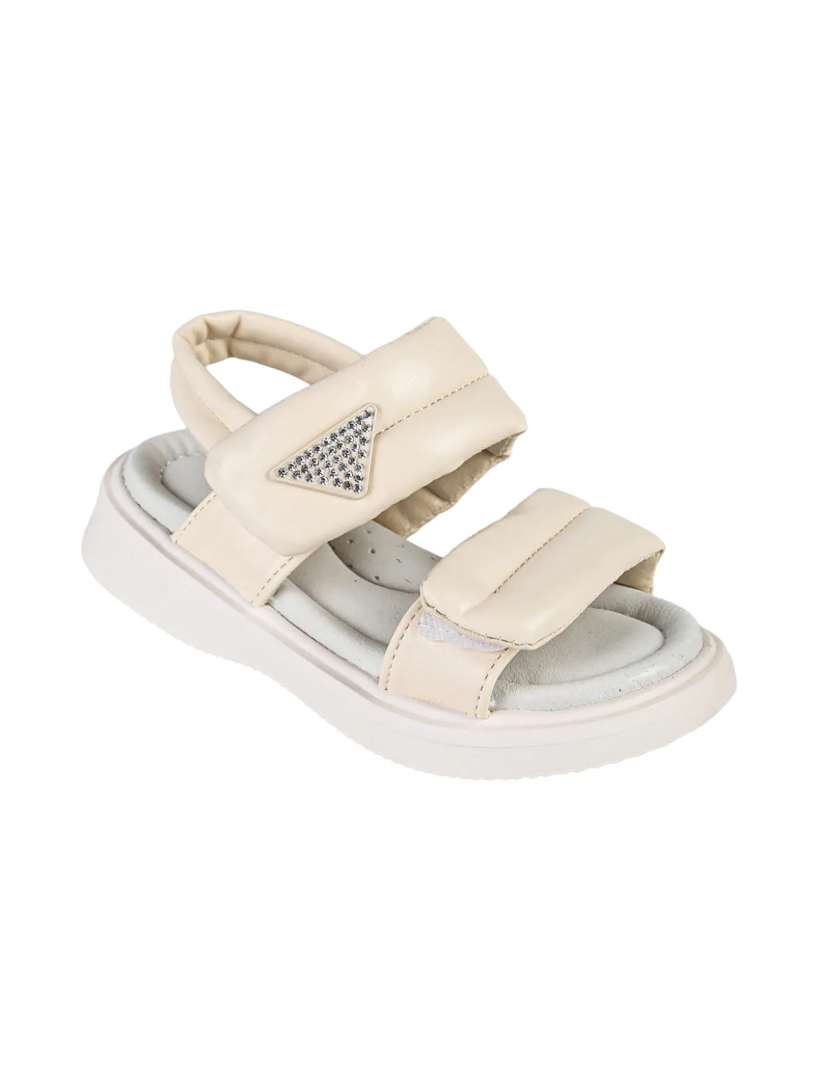 Giardino D'Oro Sandali da bambina con strappi e dettaglio strass - beige