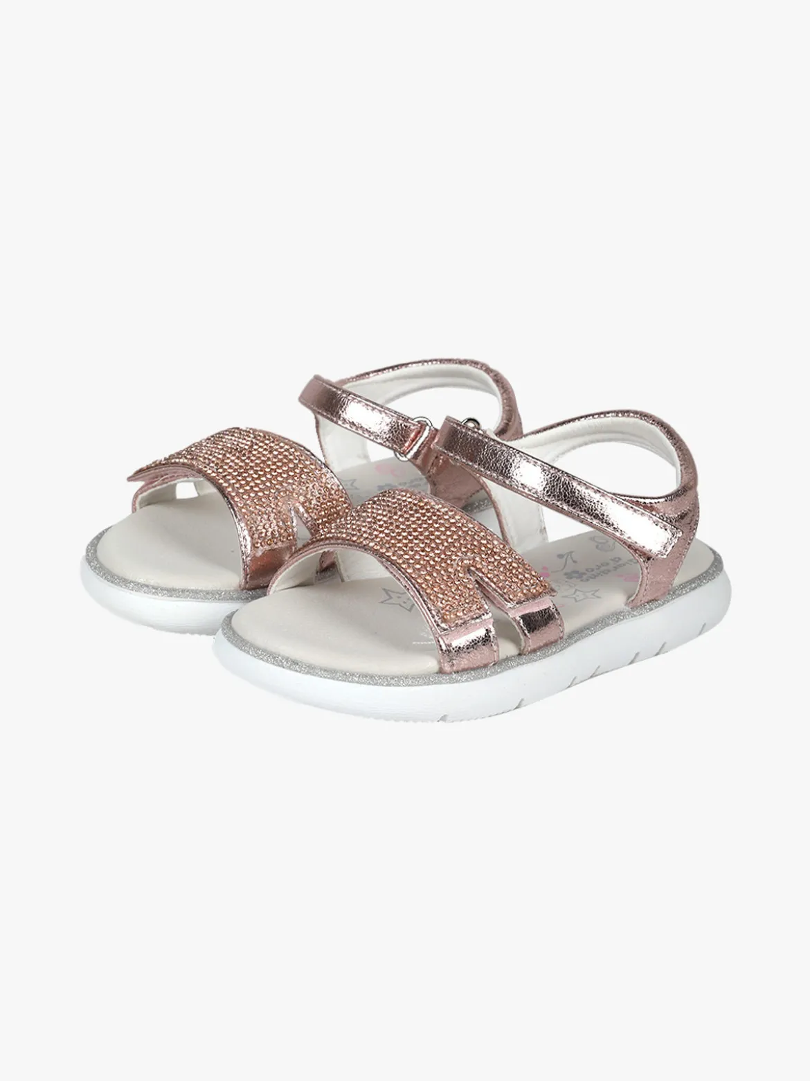 Giardino D'Oro Sandali da bambina con strass e cinturino a strappo