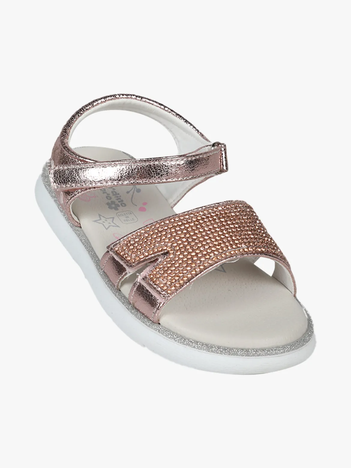 Giardino D'Oro Sandali da bambina con strass e cinturino a strappo