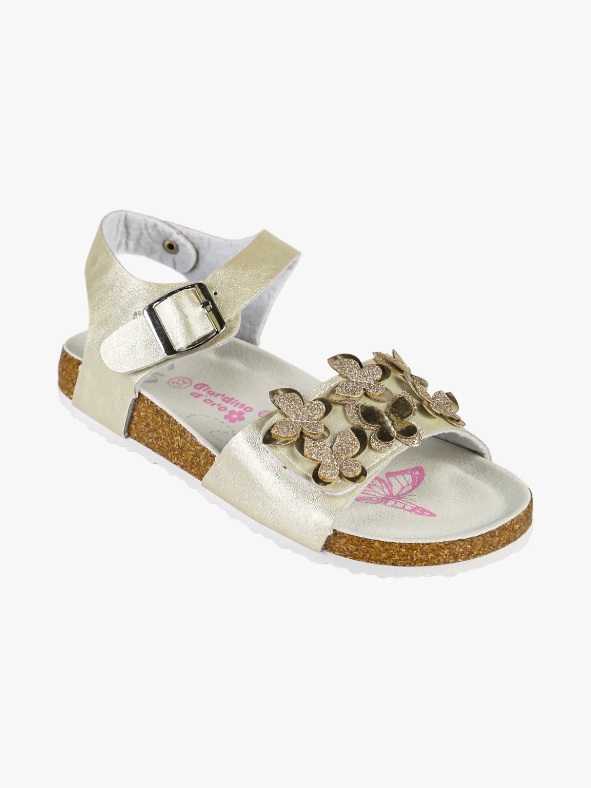 Giardino D'Oro Sandali da ragazza con fibbia e cinturino a strappo - beige
