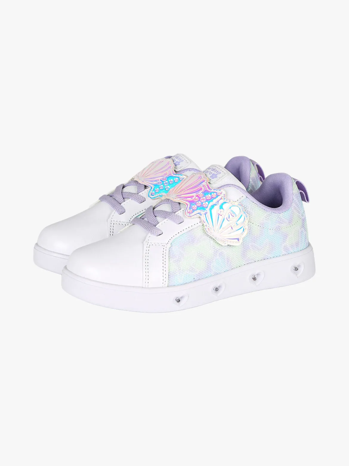Giardino D'Oro Sneakers da ragazza basse con strappo e luci - bianco