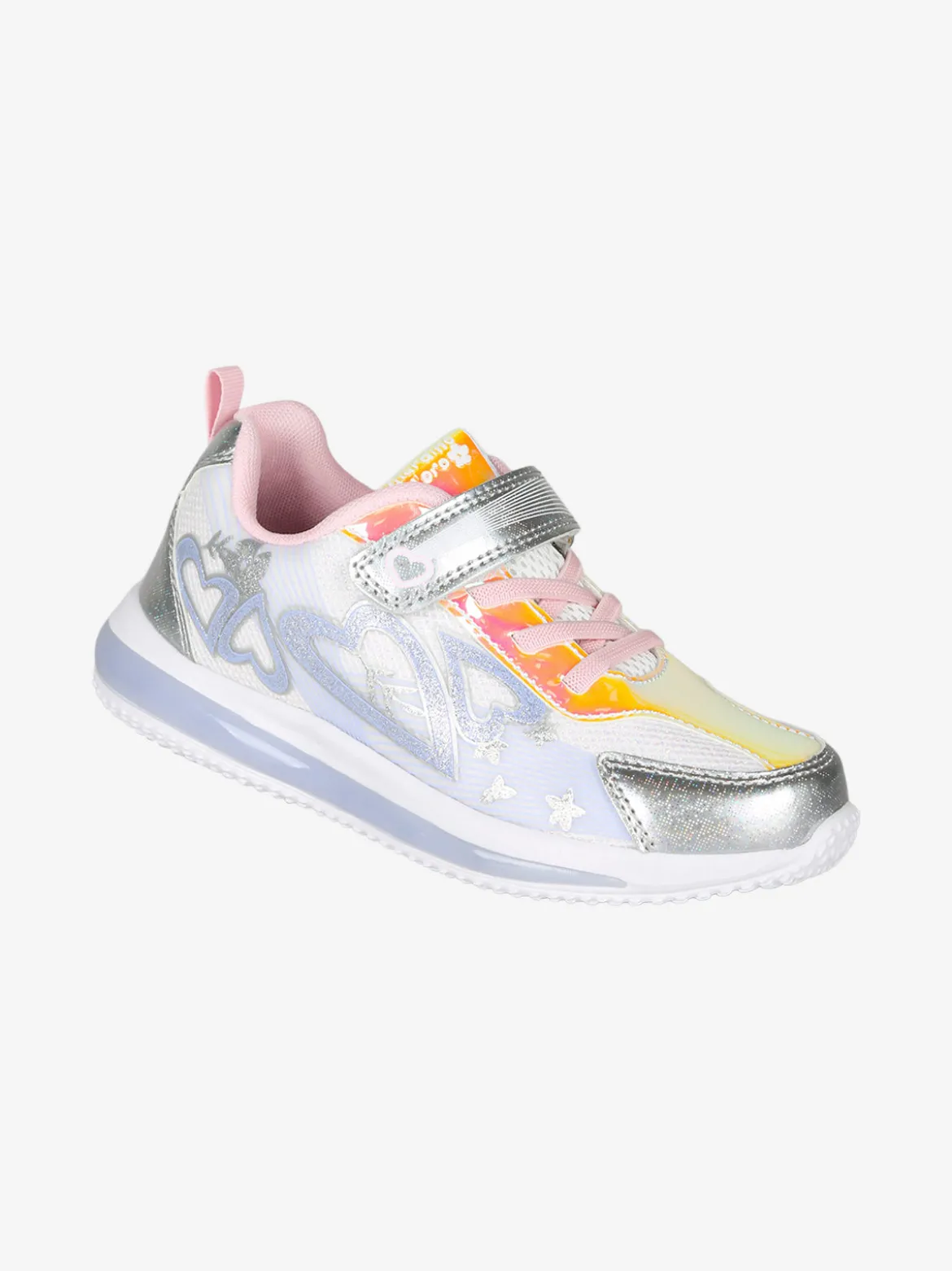 Giardino D'Oro Sneakers da ragazza con luci e cinturino a strappo - bianco