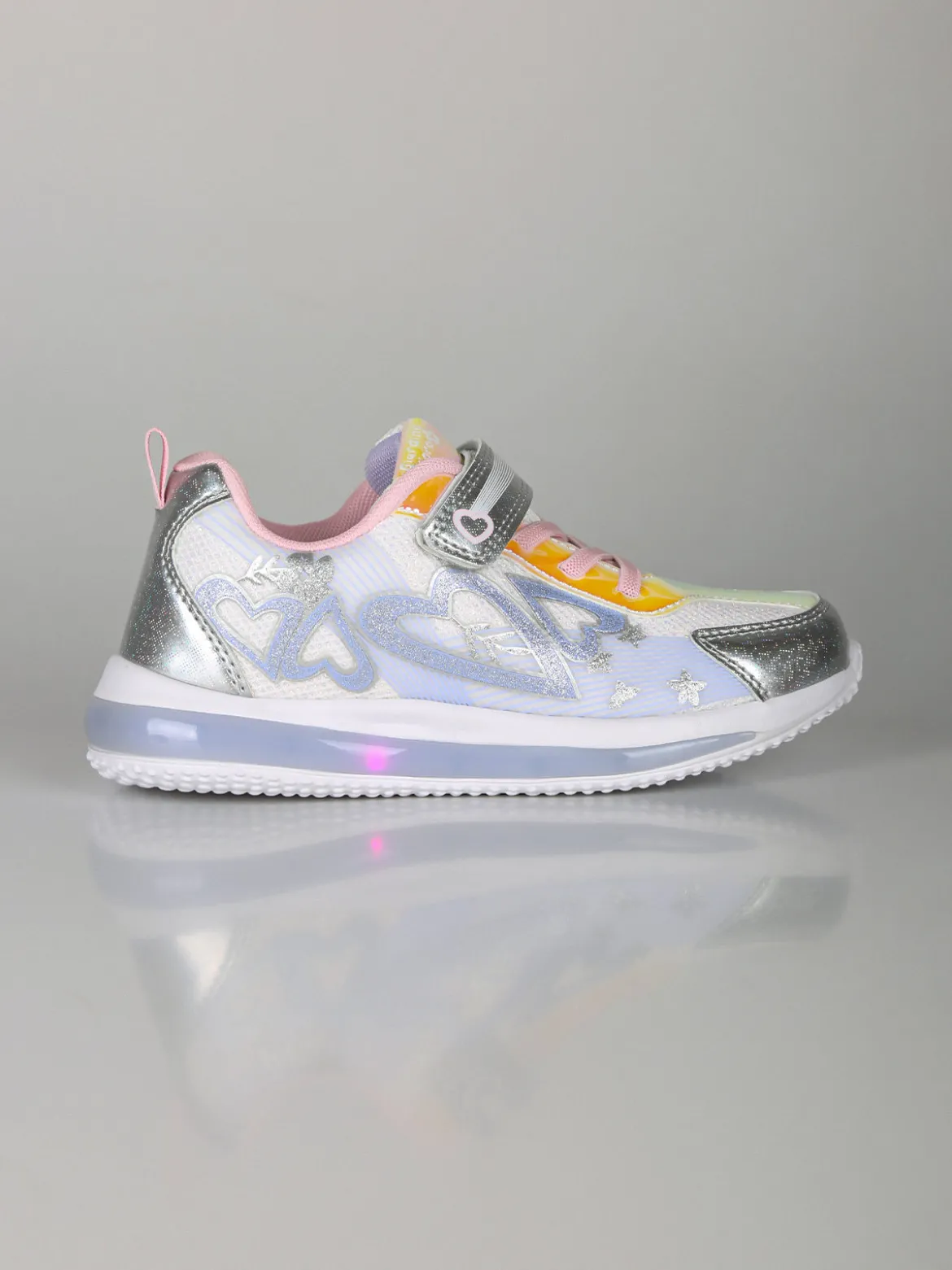 Giardino D'Oro Sneakers da ragazza con luci e cinturino a strappo - bianco