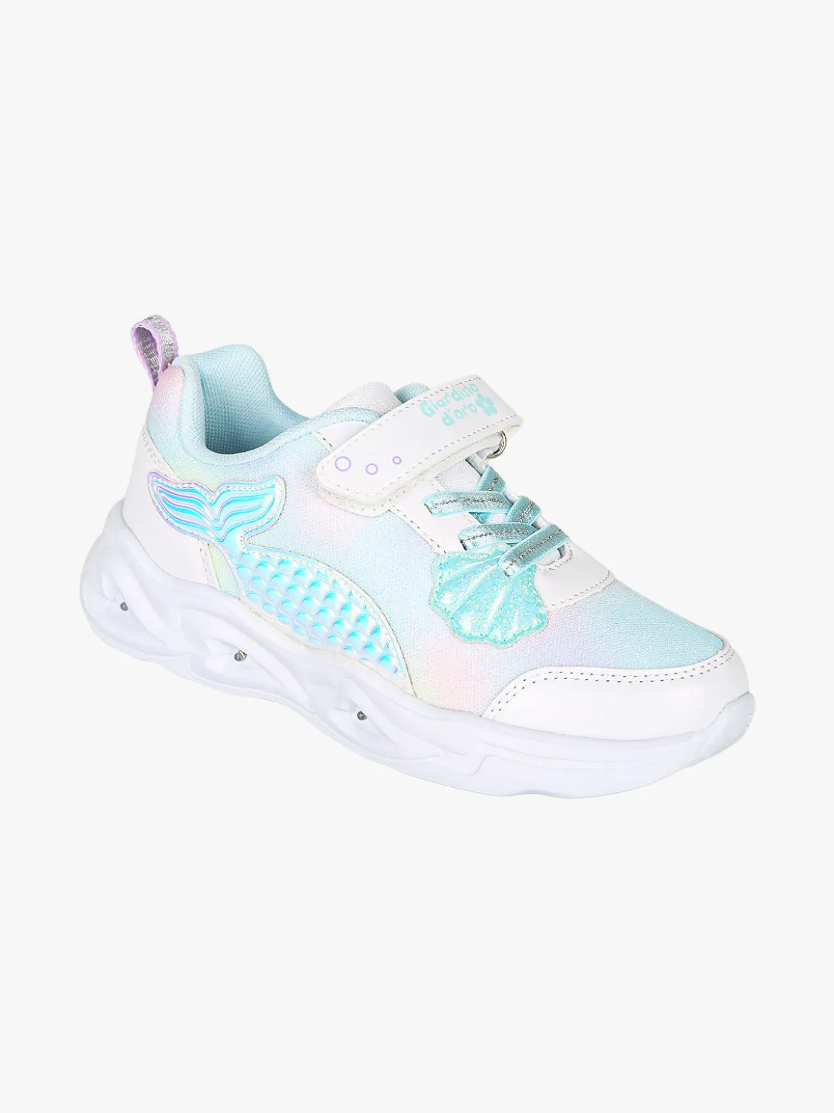 Giardino D'Oro Sneakers da ragazza con luci e cinturino a strappo - bianco