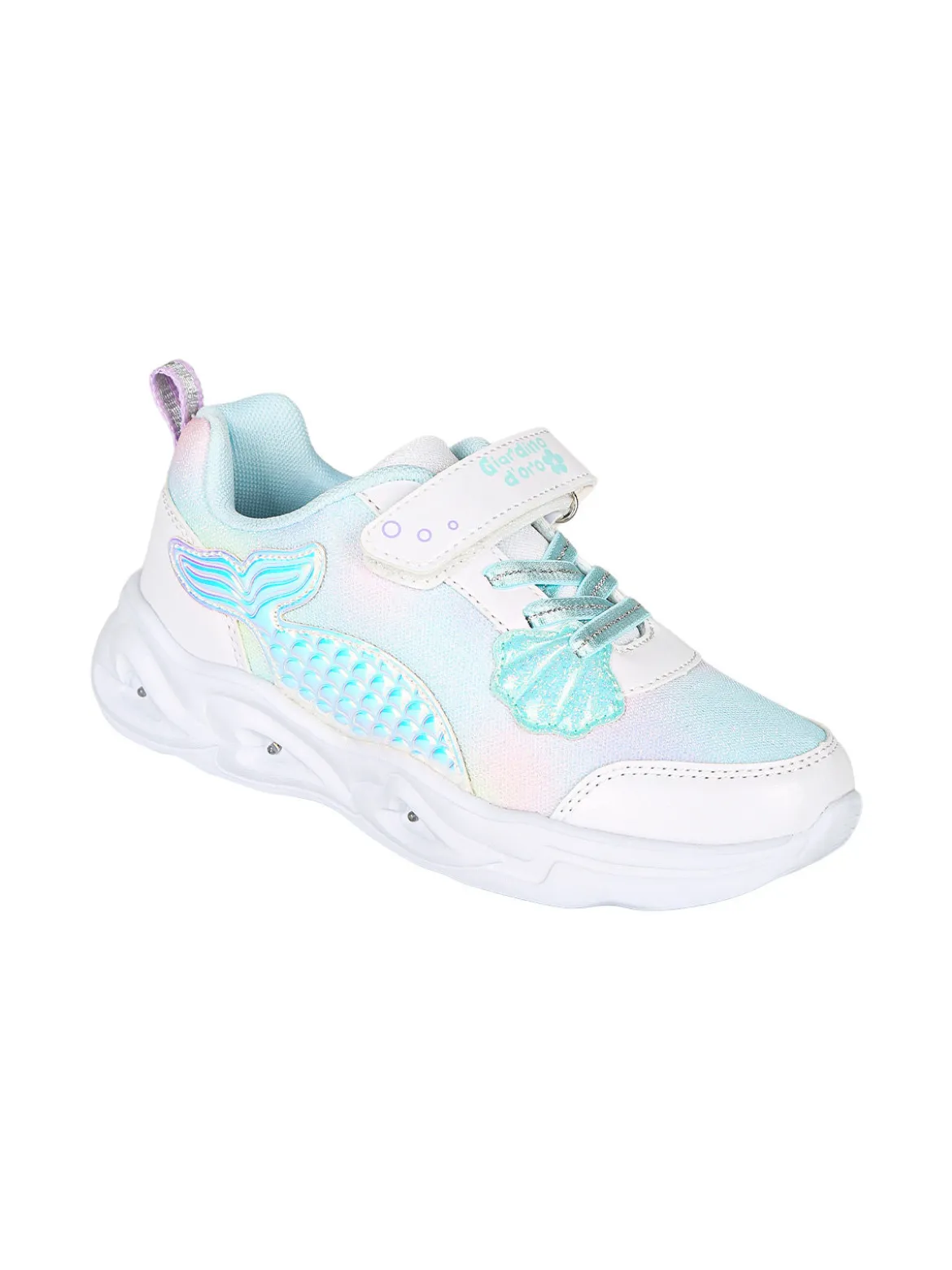 Giardino D'Oro Sneakers da ragazza con luci e cinturino a strappo - bianco