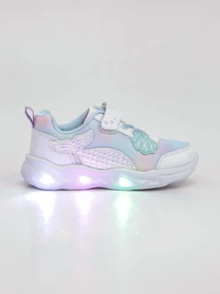 Giardino D'Oro Sneakers da ragazza con luci e cinturino a strappo - bianco