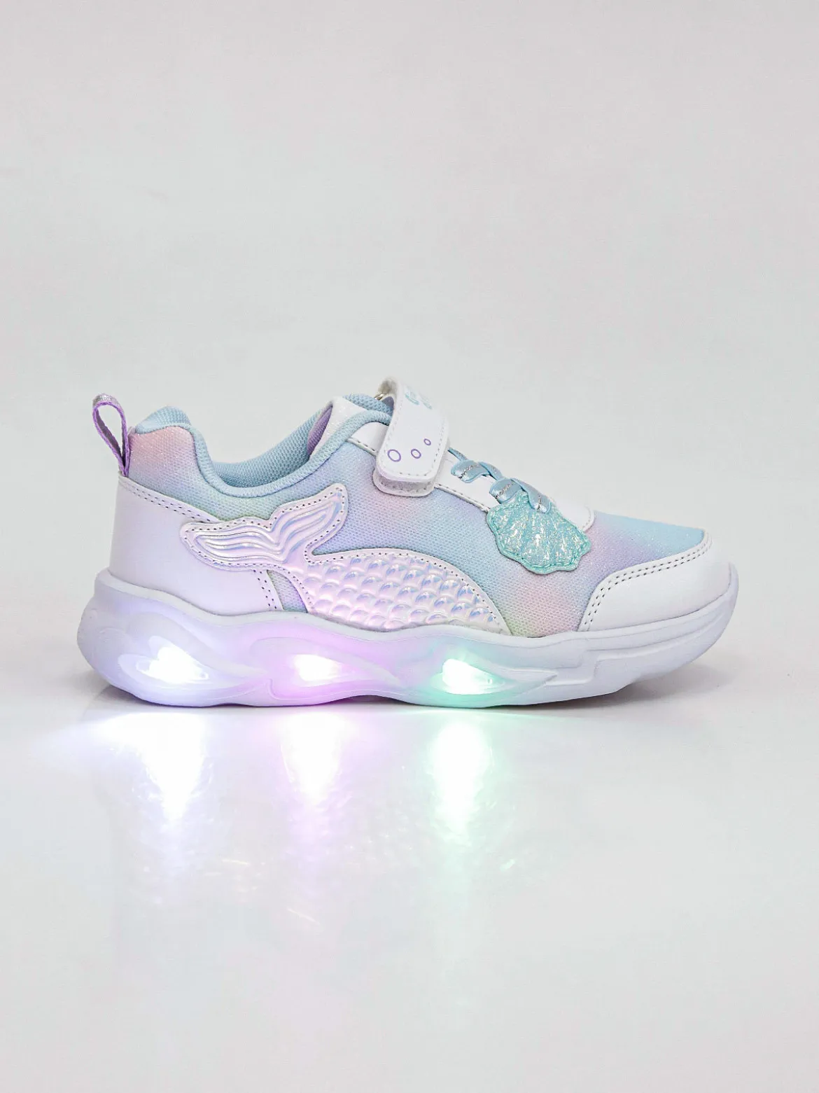 Giardino D'Oro Sneakers da ragazza con luci e cinturino a strappo - bianco