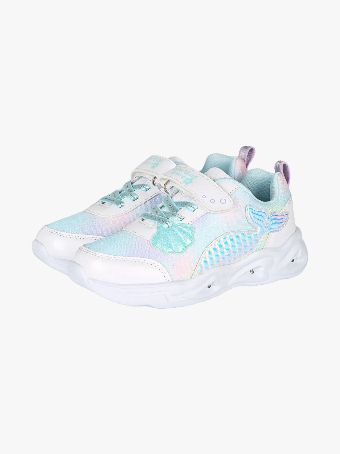 Giardino D'Oro Sneakers da ragazza con luci e cinturino a strappo - bianco
