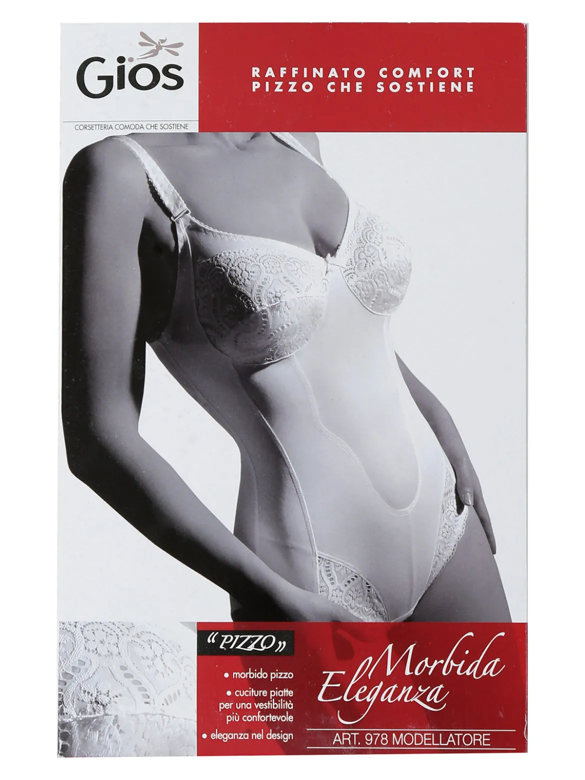 Gios 978 Body donna con pizzo COPPA B - bianco