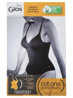 Gios PEONIA Body donna in cotone con coppe preformate COPPA B - nero