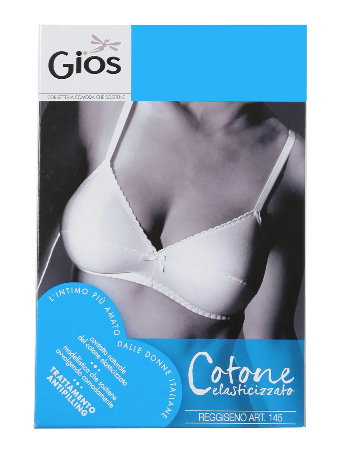 Gios 145 Reggiseno con coppe in doppio tessuto in cotone elasticizzato COPPA B - nero