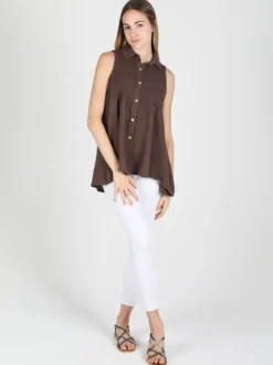 Gioya Camicia donna smanicata in cotone