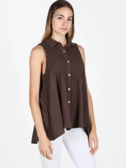 Gioya Camicia donna smanicata in cotone