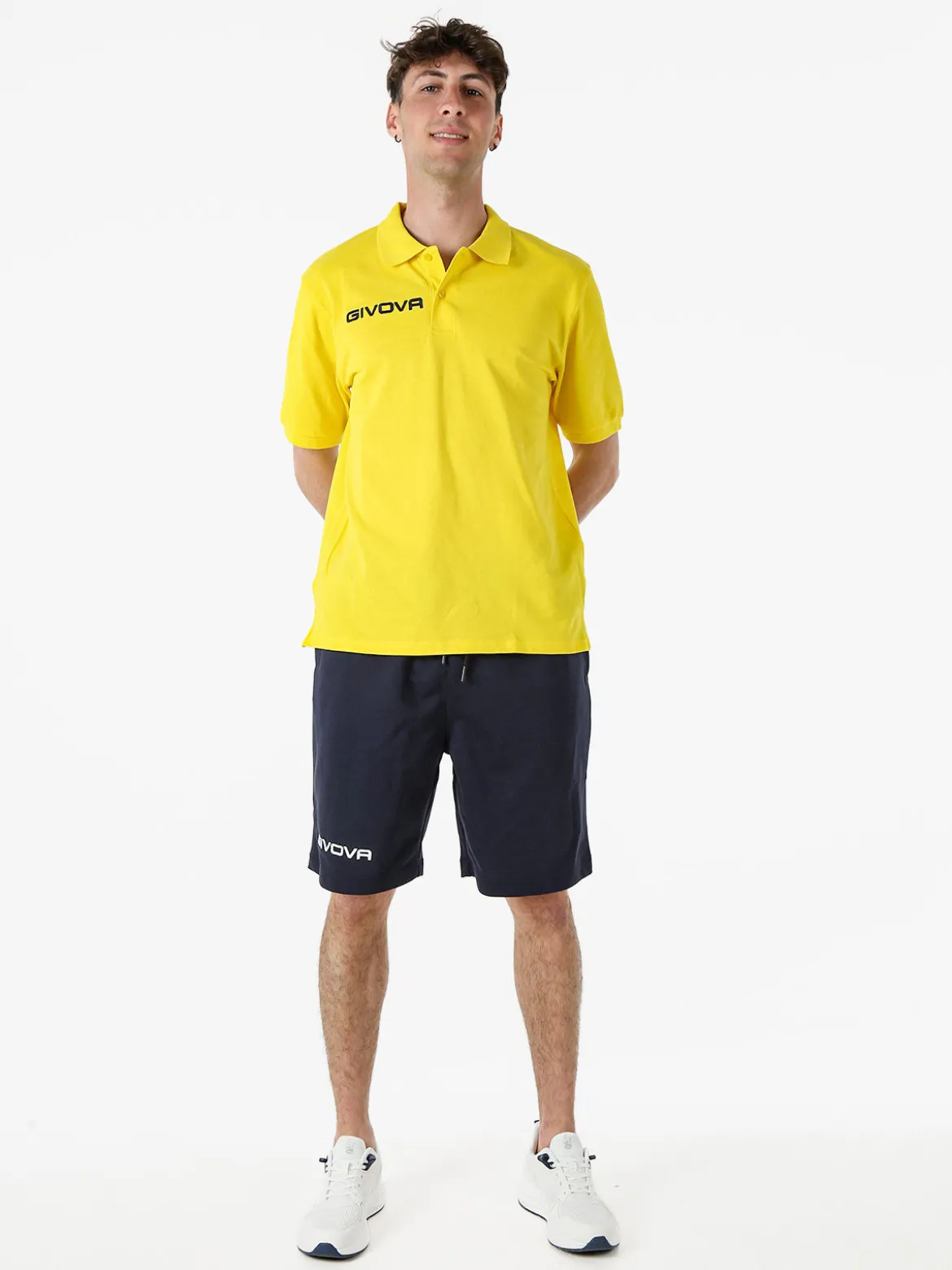 Givova Bermuda sportivi da uomo in felpa con coulisse - blu scuro