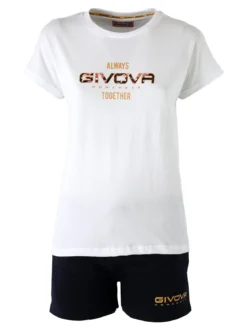 Givova Completo corto da donna in cotone con logo - bianco