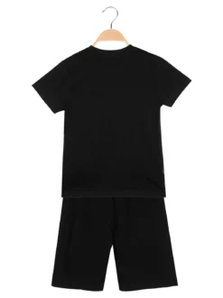 Givova Completo corto da ragazzo in cotone con t-shirt logo e bermuda - nero