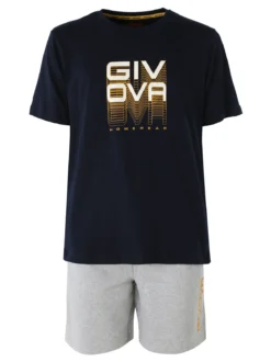 Givova Completo corto da uomo in cotone con logo - blu scuro