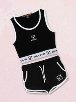 Givova Completo sportivo da ragazza con top e shorts - nero