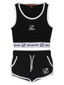 Givova Completo sportivo da ragazza con top e shorts - nero