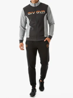 Givova Completo tuta da uomo full zip in cotone - antracite