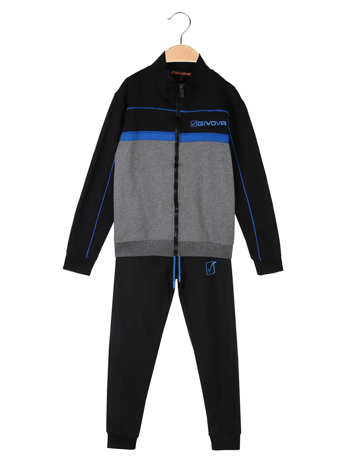 Givova Completo tuta 2 pezzi da bambino con zip - blu