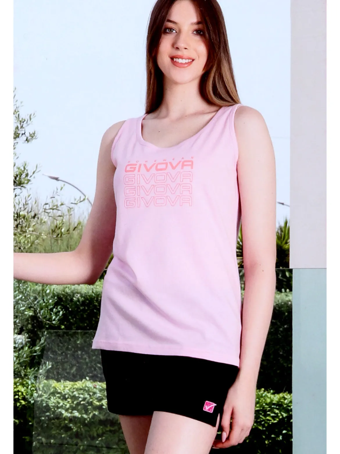 Givova Pigiama corto da donna in cotone con canotta e shorts