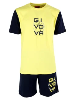 Givova Pigiama corto da uomo in cotone con t-shirt e bermuda