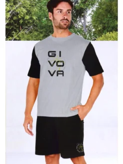 Givova Pigiama corto da uomo in cotone con t-shirt e bermuda