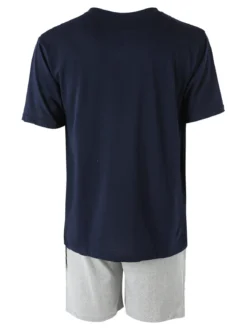 Givova Pigiama corto da uomo in misto cotone con logo - blu scuro