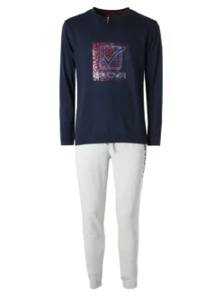 Givova Pigiama lungo da uomo in misto cotone - blu scuro