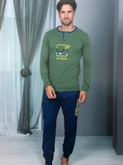 Givova Pigiama lungo da uomo in misto cotone - militare