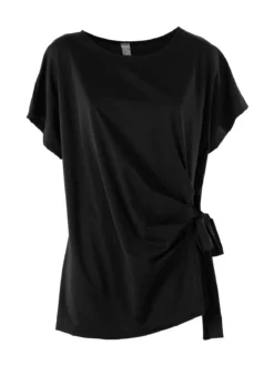 Glad Origin Maxi blusa da donna con fiocco laterale - nero