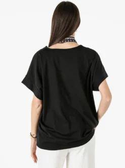 Glad Origin Maxi blusa donna a maniche corte con scollo a V - nero