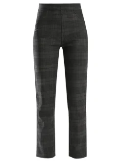 Gladys Leggings donna in pied de poule con interno in pile - grigio scuro