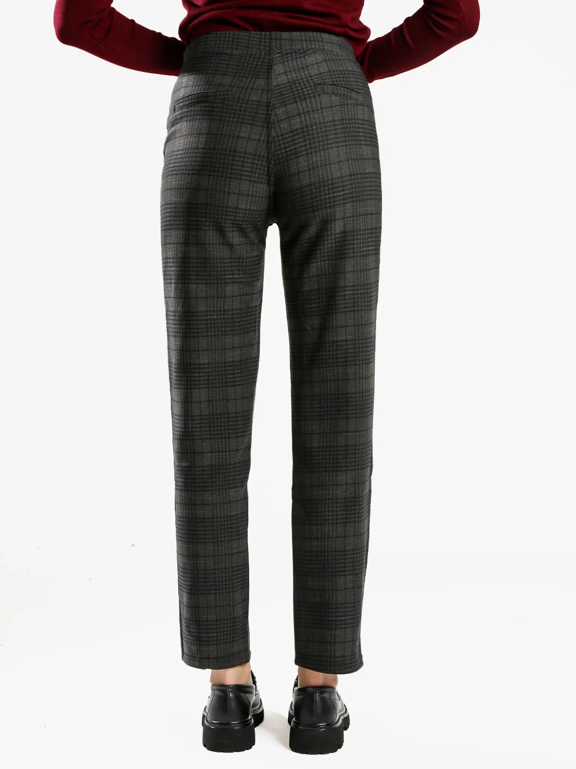 Gladys Leggings donna in pied de poule con interno in pile - grigio scuro