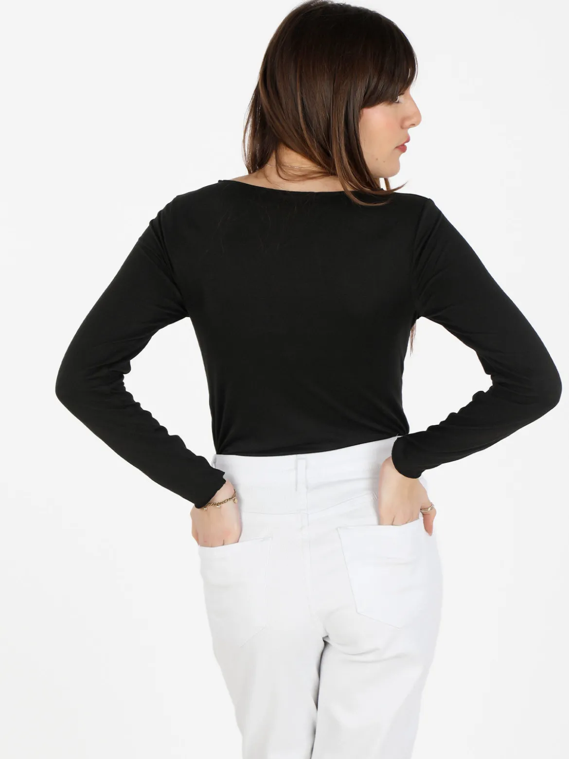 Gladys Maglia donna con scollo a barchetta in microfibra