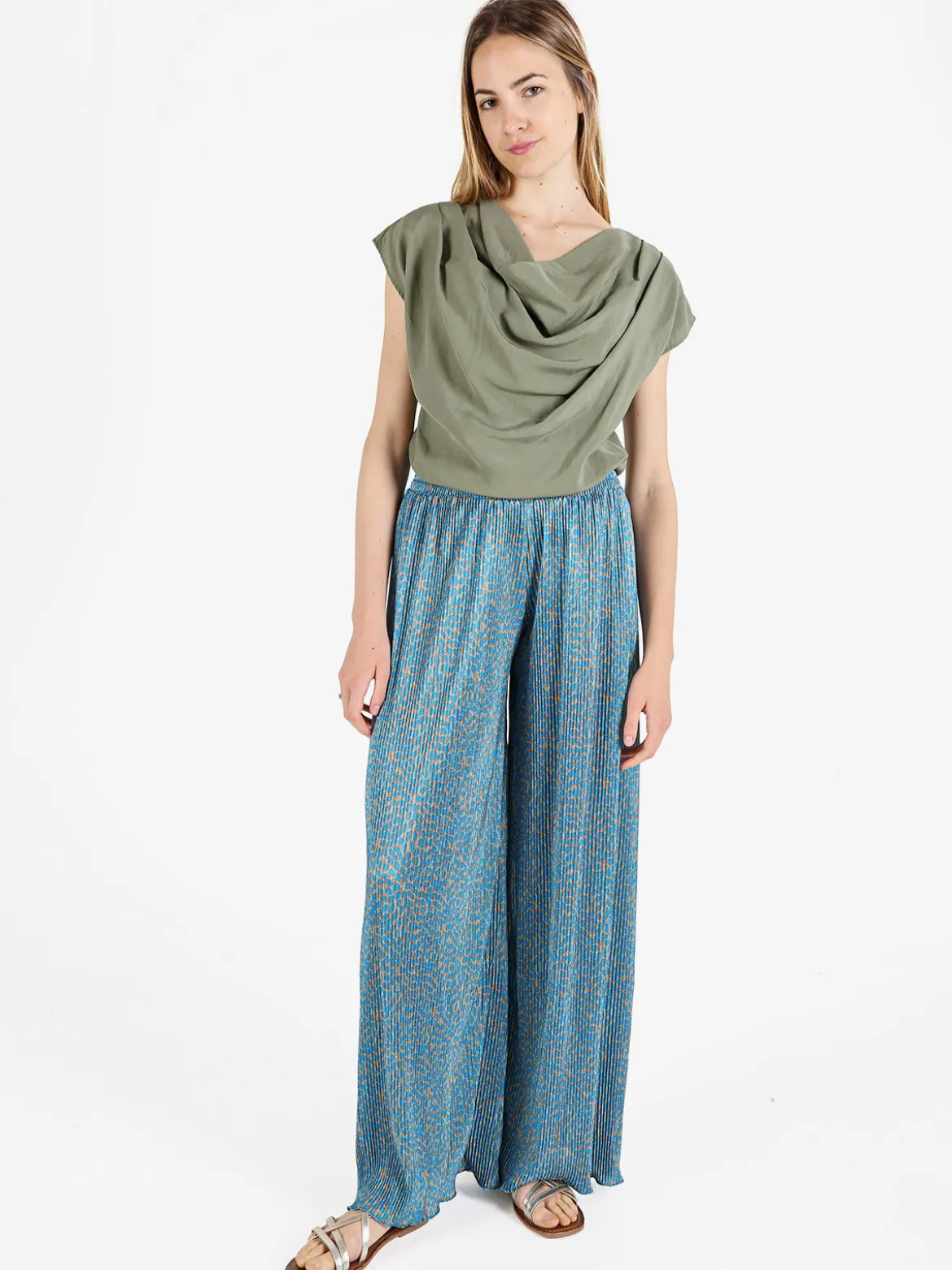 Gladys Pantaloni da donna a gamba larga plissettati