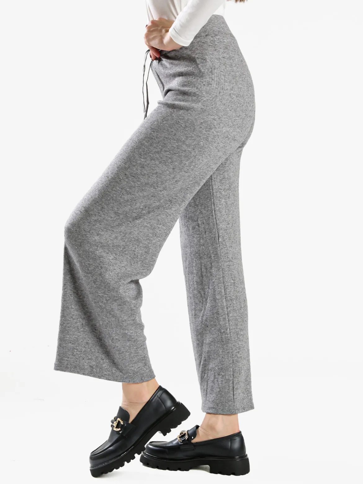 Gladys Pantaloni donna a gamba larga con coulisse - grigio