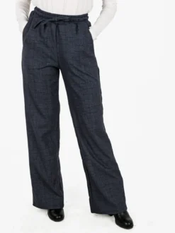 Gladys Pantaloni donna a gamba larga con interno in pile - blu scuro