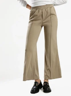 Gladys Pantaloni donna a gamba larga con interno in pile - sabbia