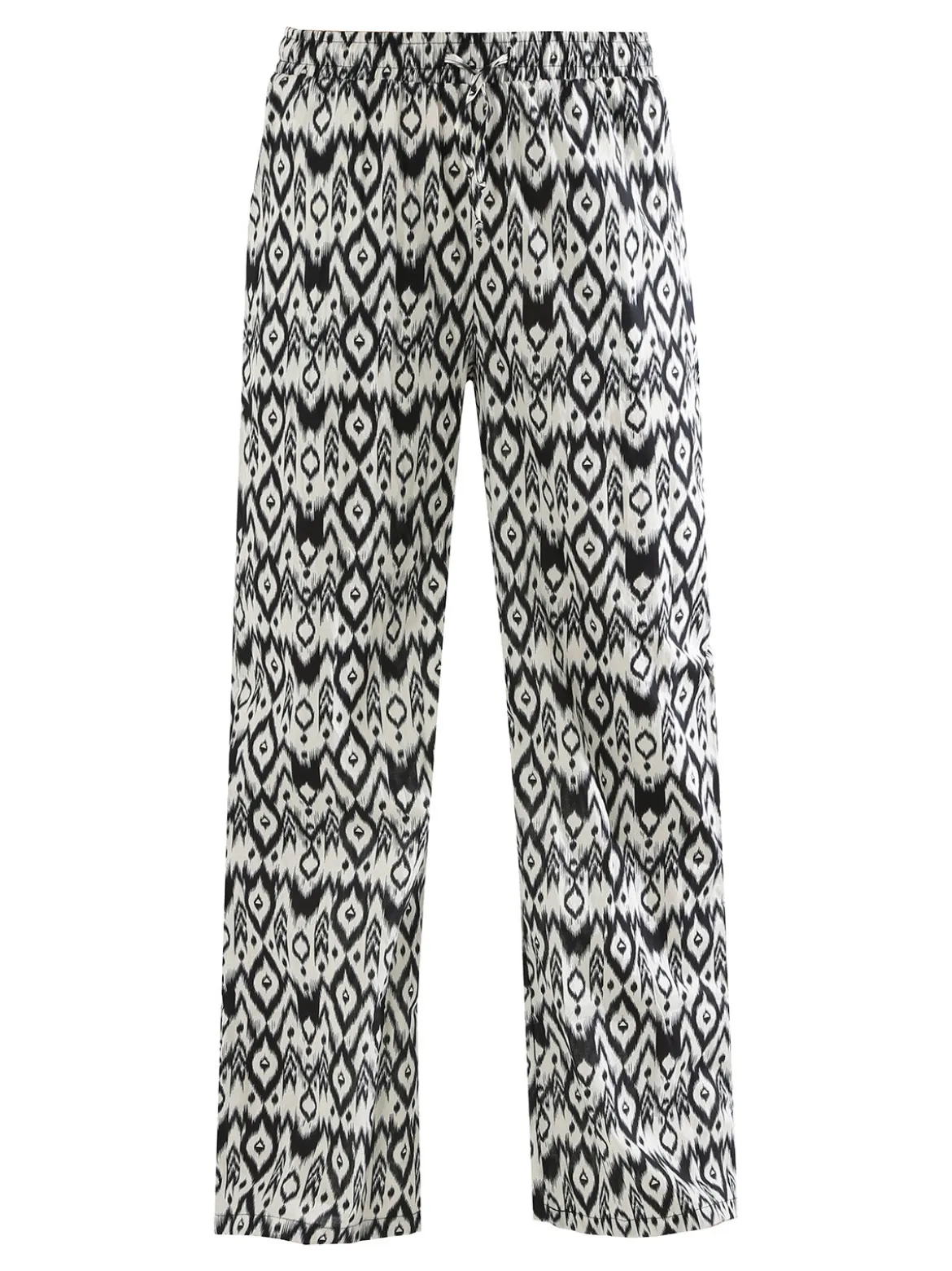 Gladys Pantaloni donna in cotone a gamba larga con coulisse e stampe - multicolore