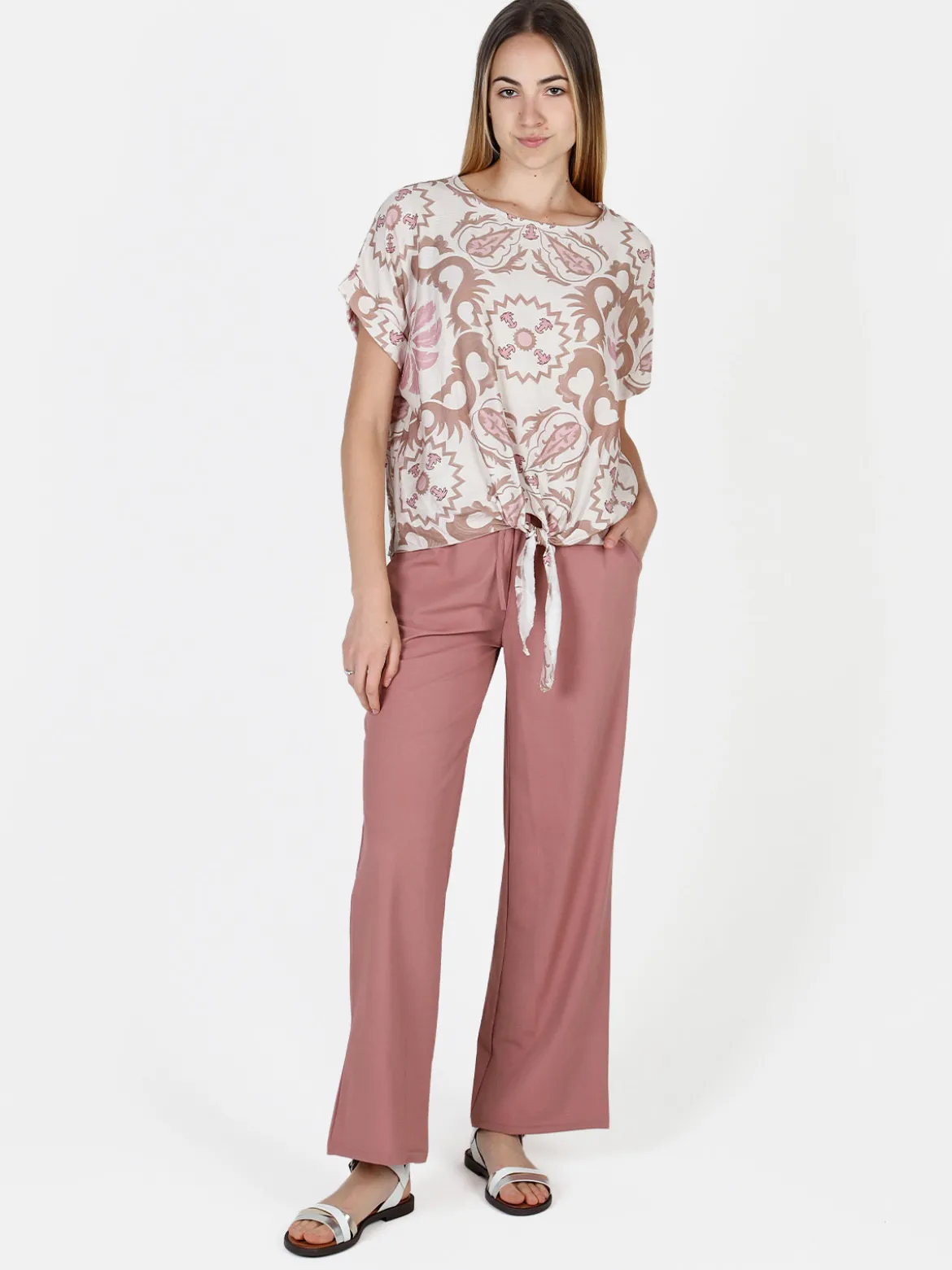 Gladys Pantaloni donna in tessuto tecnico a gamba larga